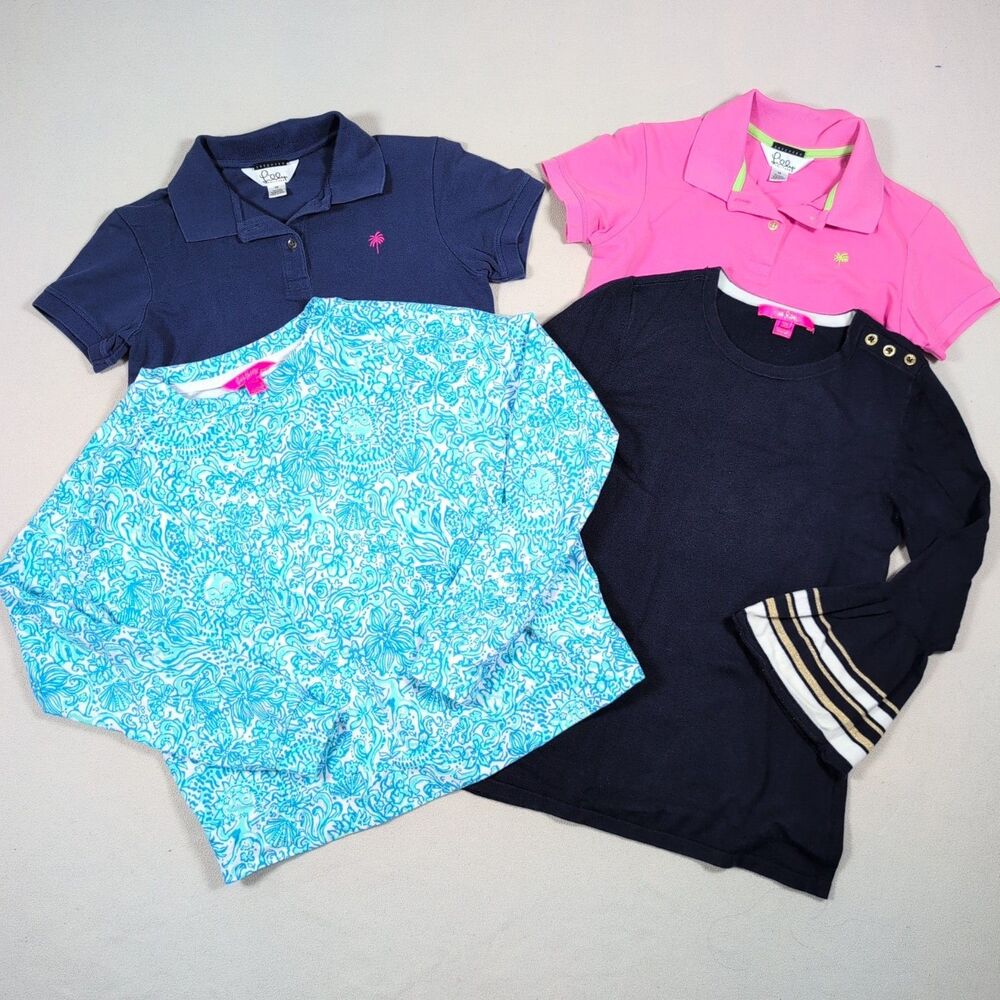 Lot of 4 Lilly Pulitzer Tops Women's XS Polo, Sweatshirt Blouse Multicolor
